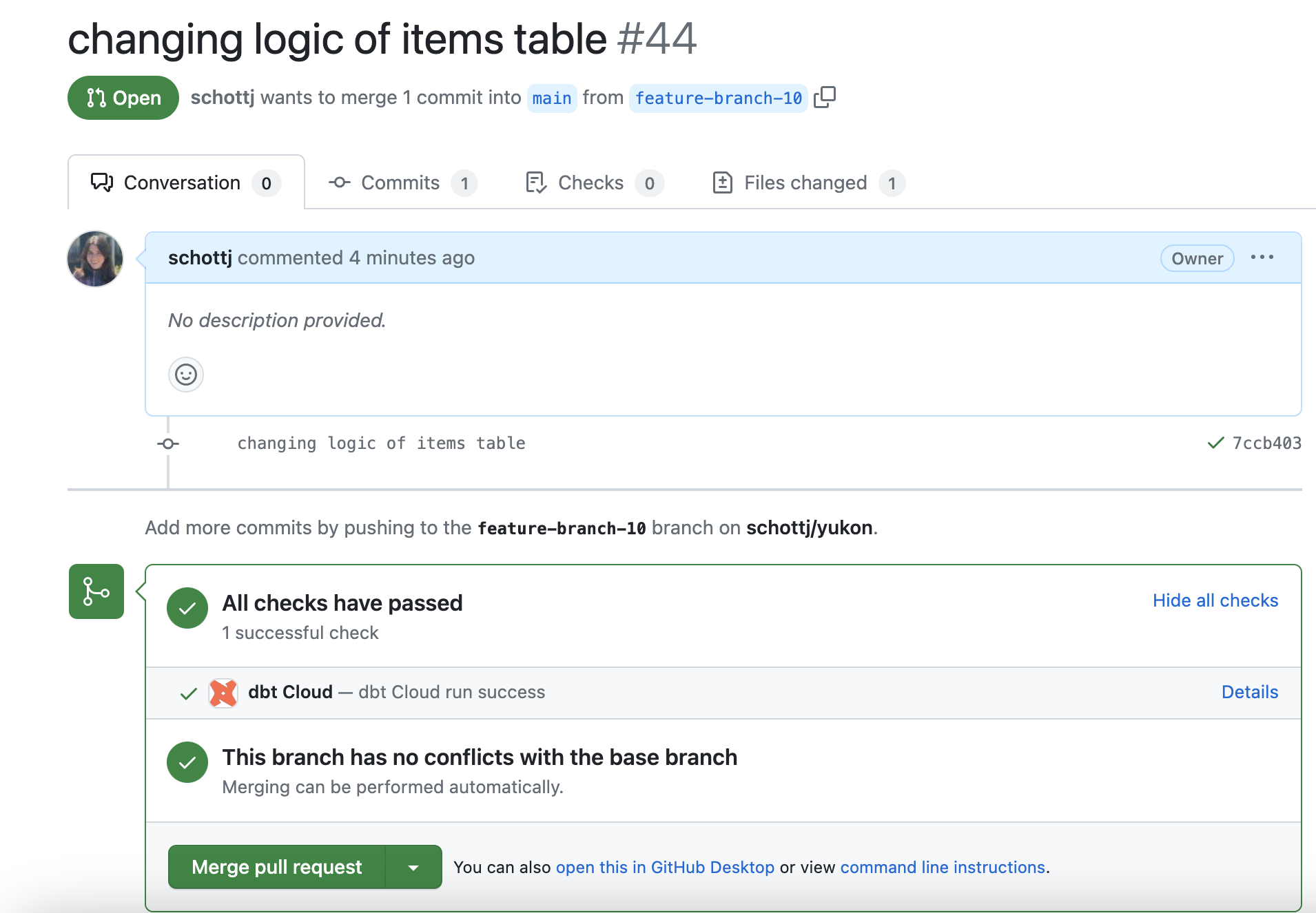 Example of CI check in GitHub pull request Example of CI check in GitHub pull request